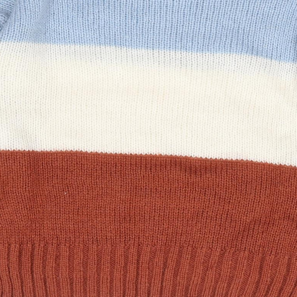 New Look Girls Multicoloured Crew Neck Colourblock Acrylic Pullover Jumper Size 10-11 Years Pullover