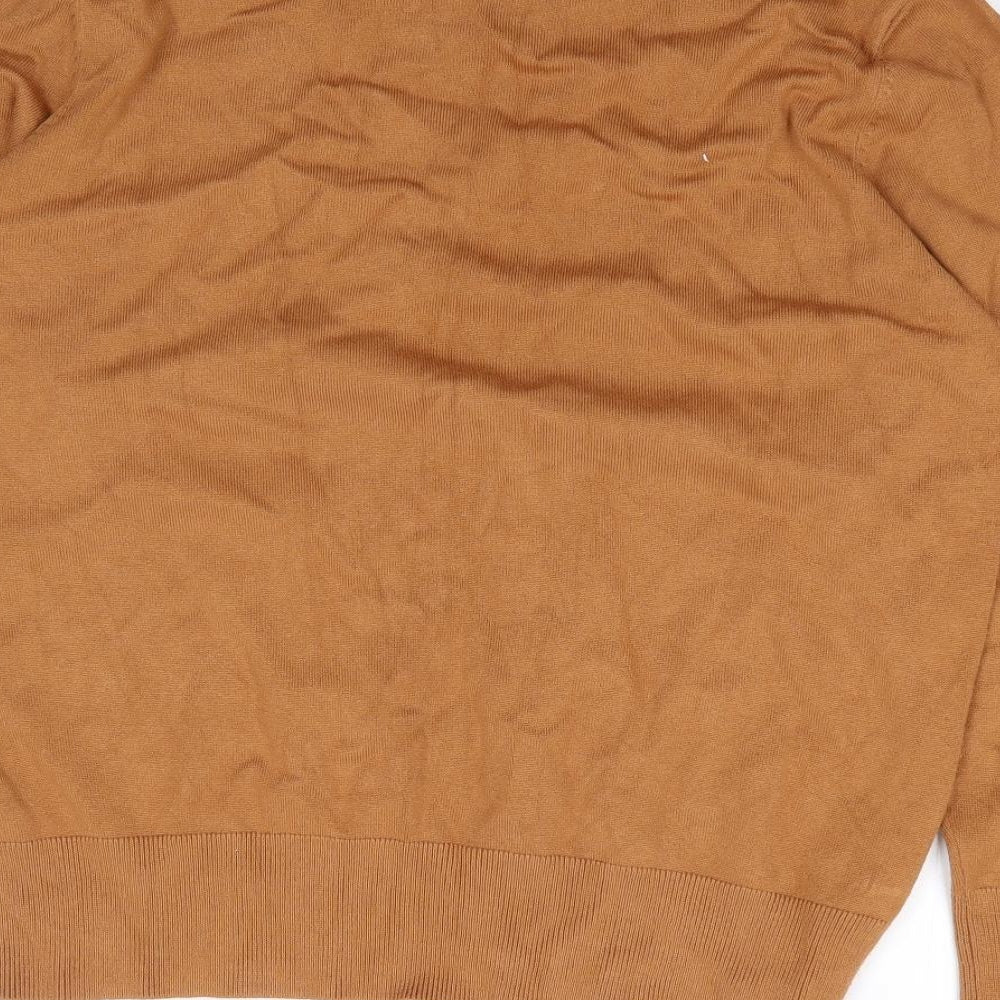 M&Co Womens Brown Round Neck Viscose Pullover Jumper Size 16