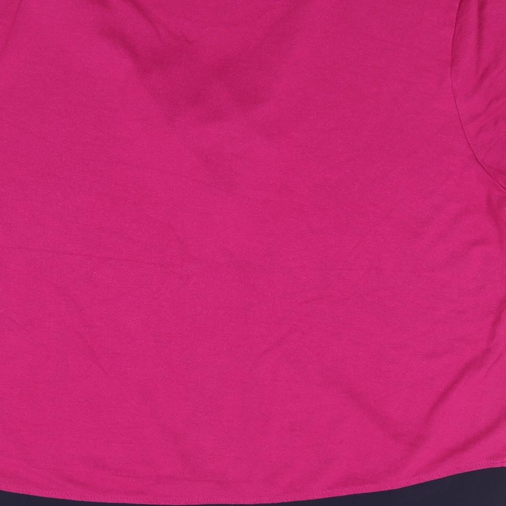 Marks & Spencer Womens Pink Viscose Jersey T-Shirt Size 14 V-Neck