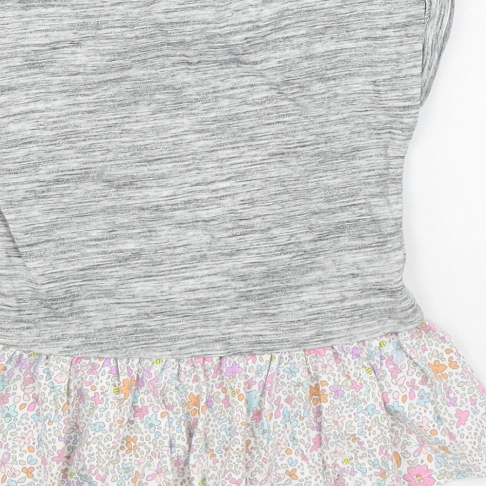 NEXT Girls Grey 100% Cotton T-Shirt Dress Size 3-6 Months Round Neck Pullover