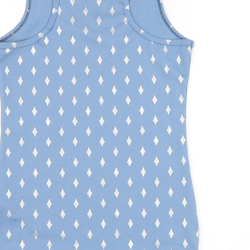 Preworn Womens Blue Geometric Polyamide Basic Tank Size S Round Neck
