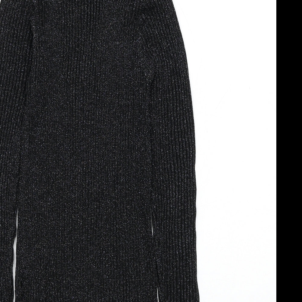 NEXT Girls Black Mock Neck Viscose Pullover Jumper Size 11 Years Pullover