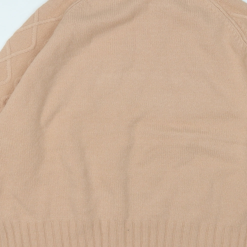 Select Womens Beige Round Neck Acrylic Pullover Jumper Size M