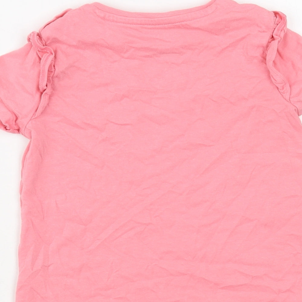 F&F Baby Pink Cotton Basic T-Shirt Size 18-24 Months Crew Neck Pullover