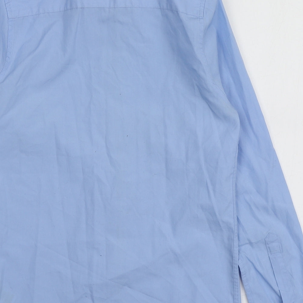 Marks & Spencer Boys Blue Polyester Basic Button-Up Size 11-12 Years Collared
