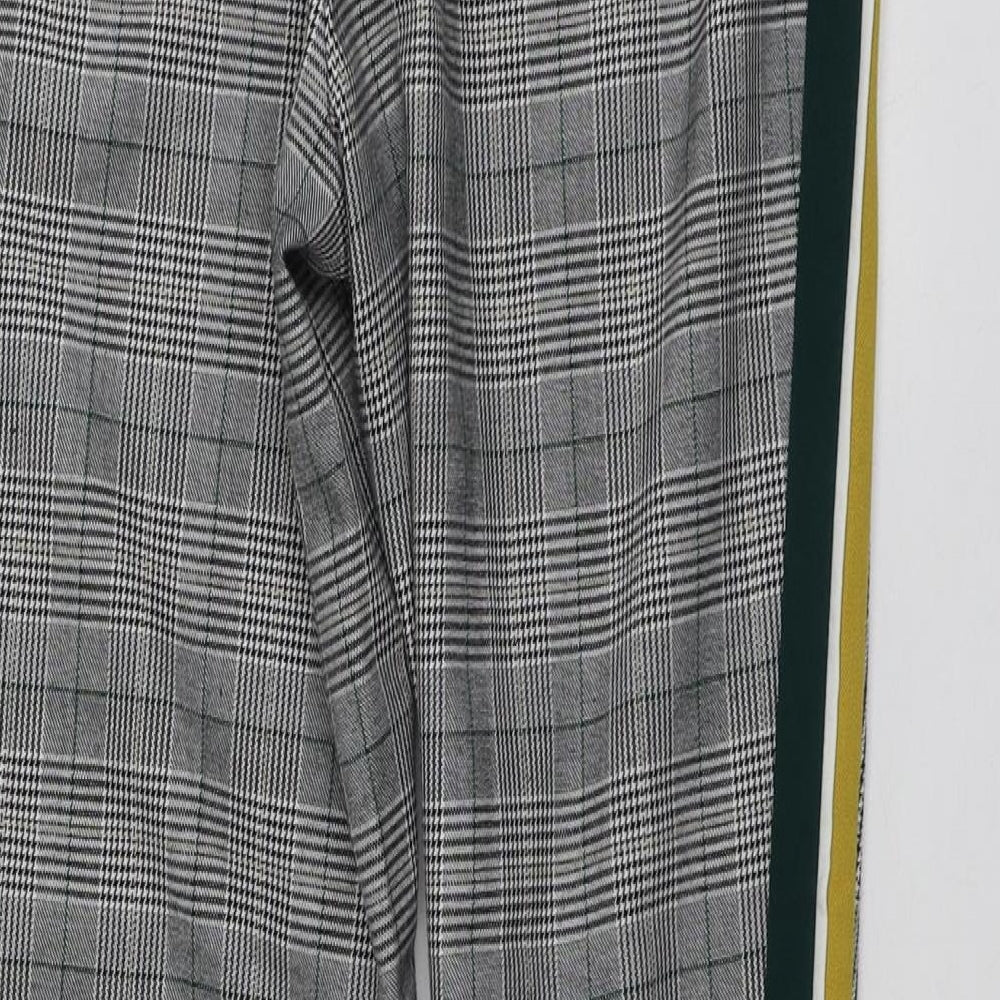 Zara Womens Grey Plaid Polyester Chino Trousers Size XS L25 in Regular