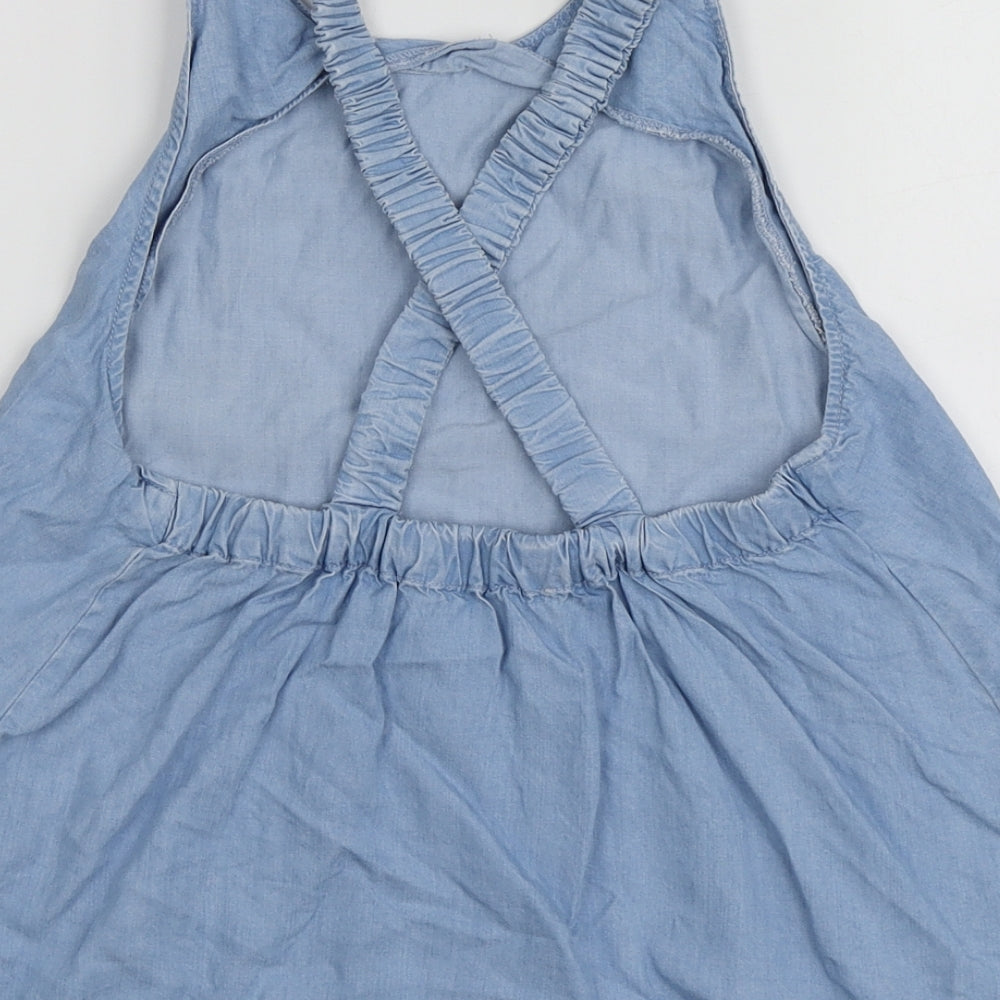 Mango Womens Blue Lyocell Basic T-Shirt Size XS Halter