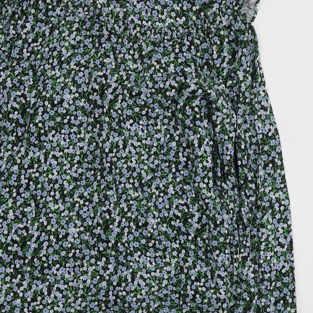 New Look Womens Multicoloured Floral Viscose Basic Button-Up Size 8 Round Neck