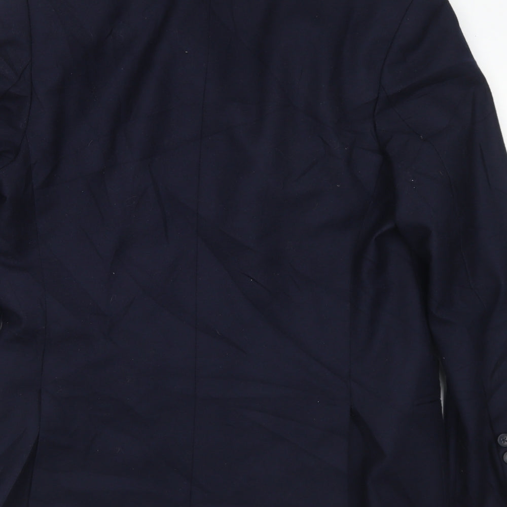 James Fashion Mens Blue Polyester Jacket Suit Jacket Size 36