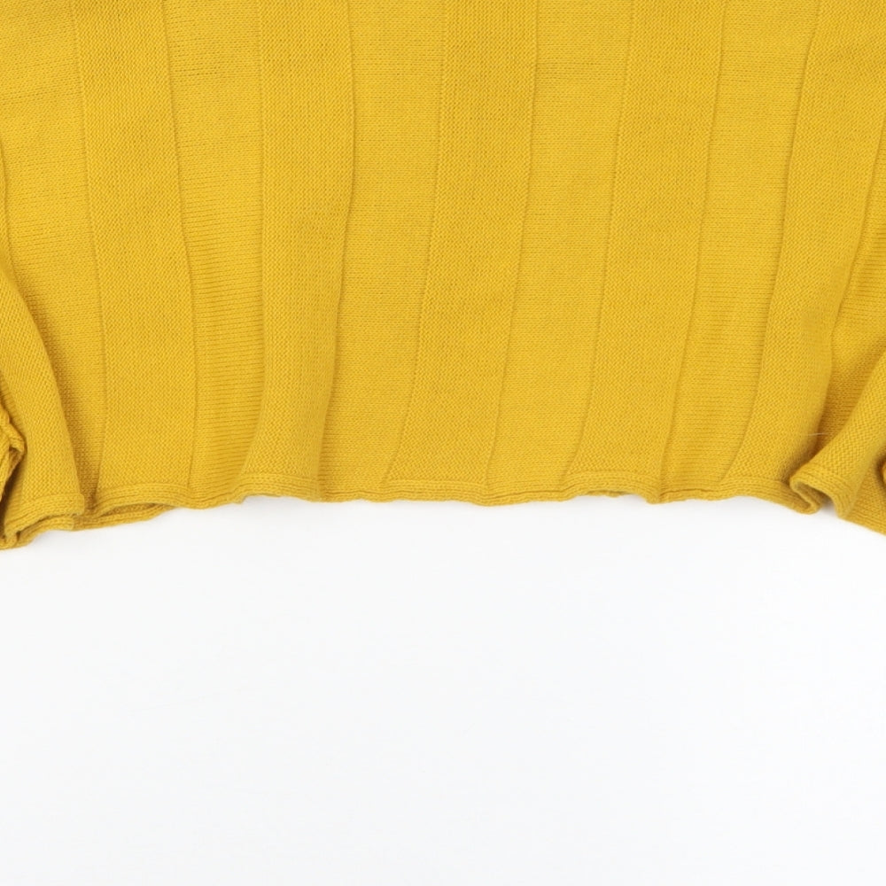 Prague Womens Yellow Mock Neck Acrylic Pullover Jumper Size M