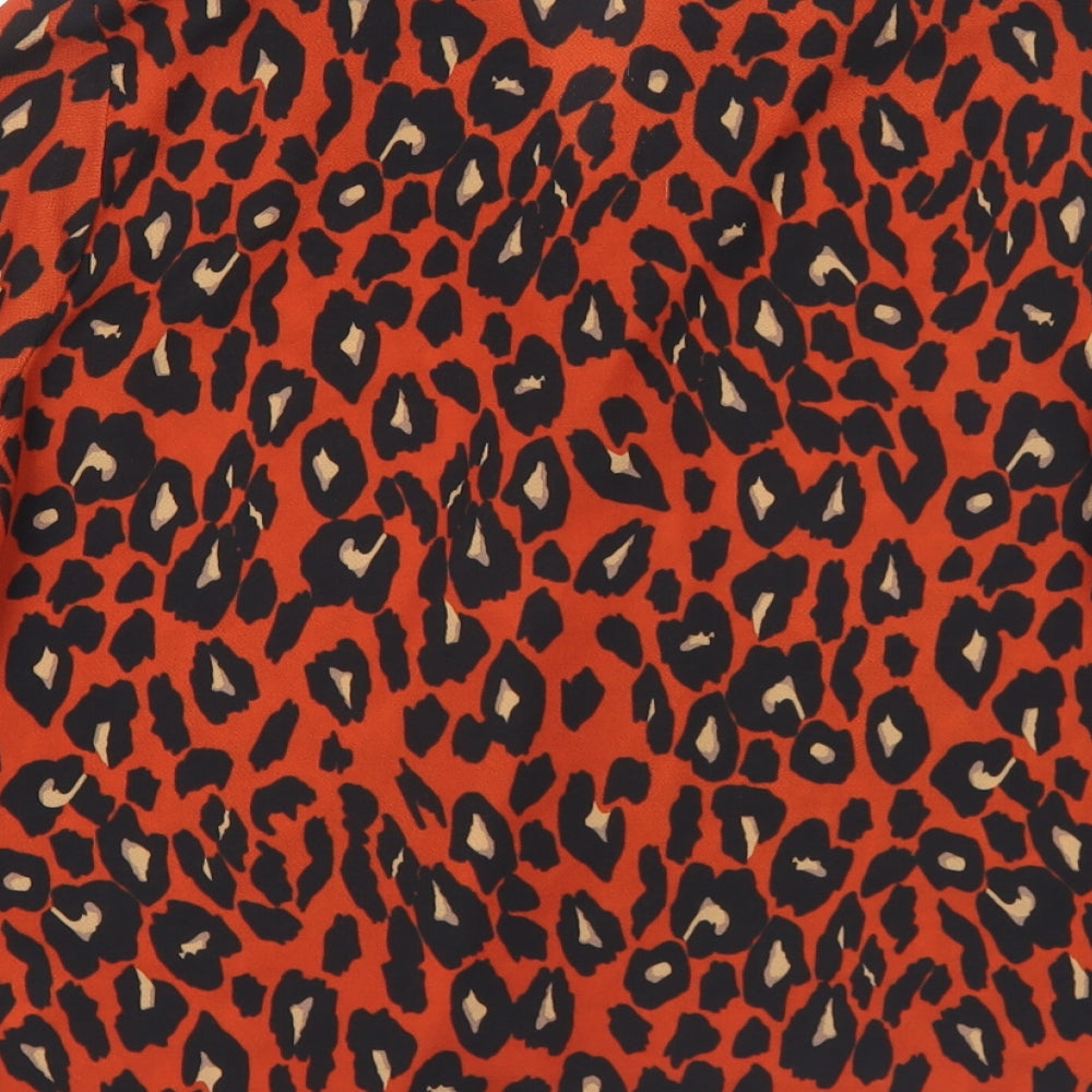 New Look Womens Multicoloured Animal Print Polyester Basic Blouse Size 8 Collared