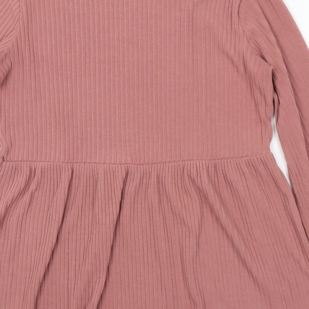 New Look Womens Pink Round Neck Polyester Tunic Jumper Size 10