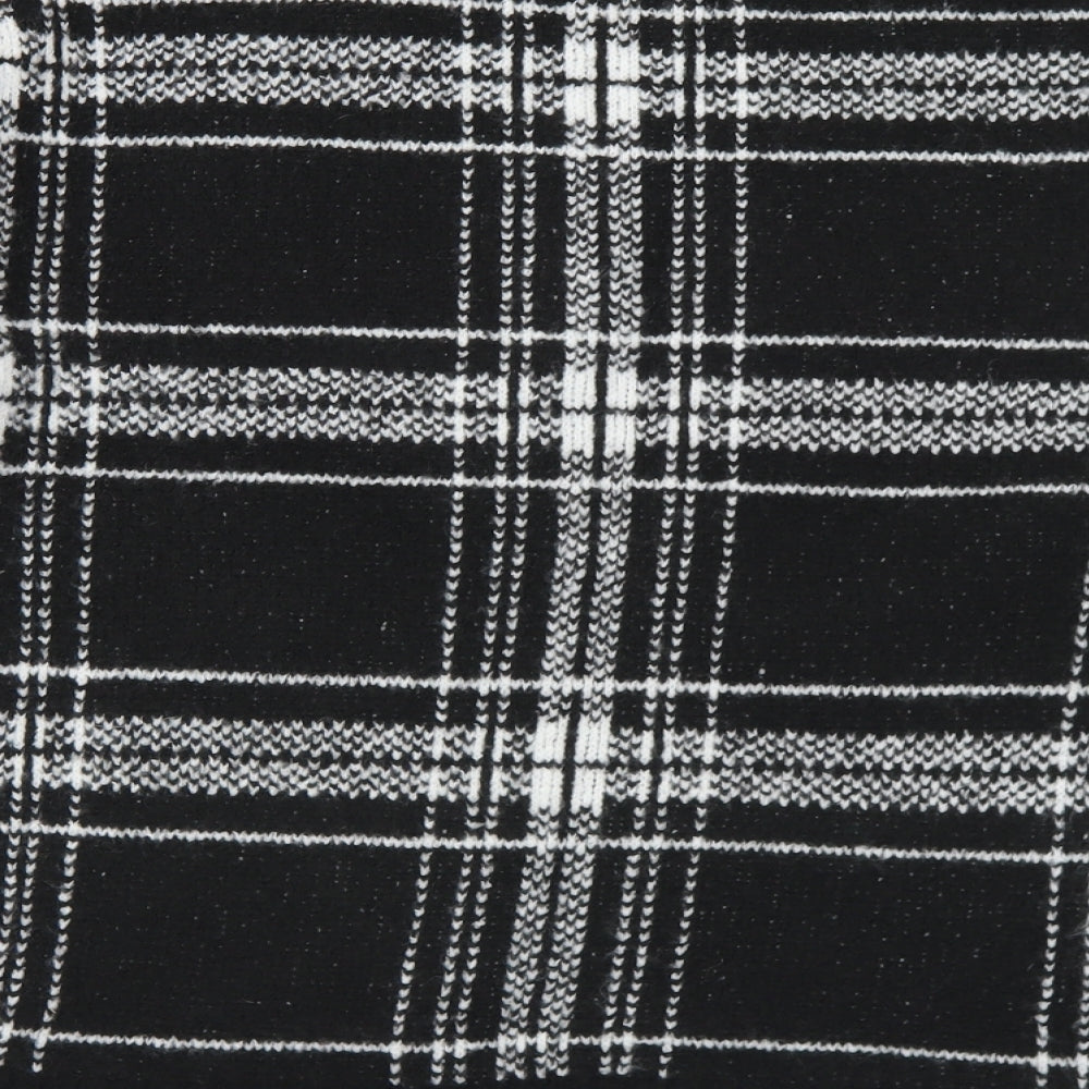 Marks & Spencer Womens Black Mock Neck Plaid Acrylic Pullover Jumper Size M