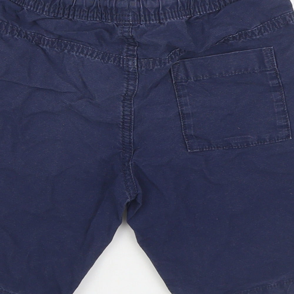 Marks and Spencer Boys Blue 100% Cotton Cargo Shorts Size 7-8 Years Regular Tie