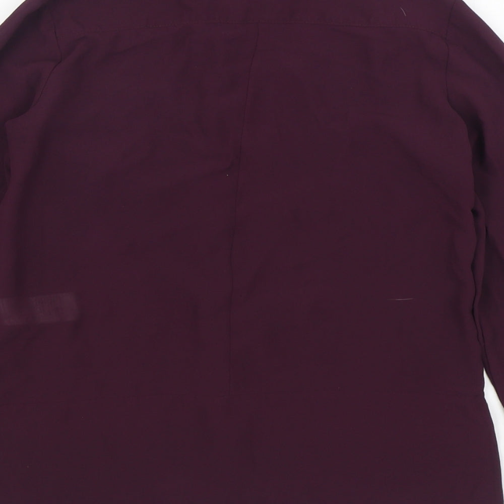 New Look Womens Purple Polyester Basic Button-Up Size 8 Collared