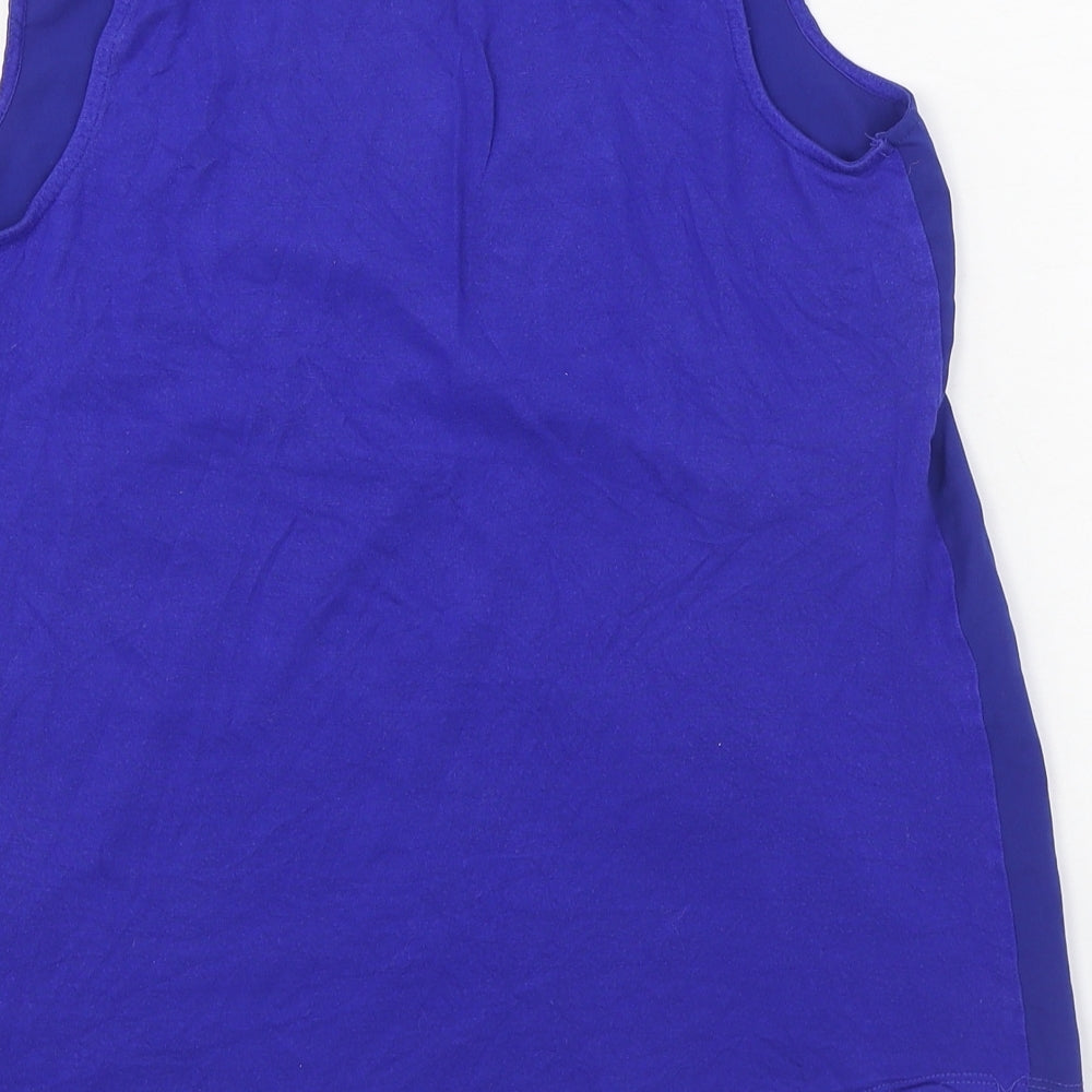 Warehouse Womens Blue Polyester Basic Tank Size 12 V-Neck