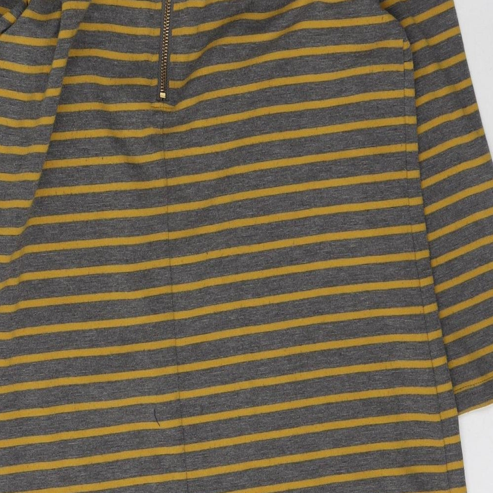 Villa Womens Yellow Round Neck Striped Polyester Pullover Jumper Size M