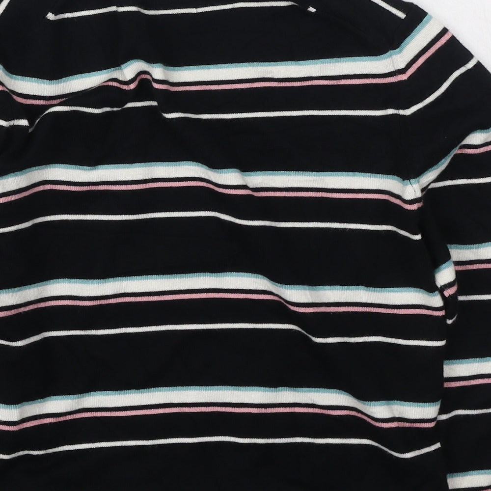 Marks & Spencer Womens Multicoloured V-Neck Striped Viscose Pullover Jumper Size 14