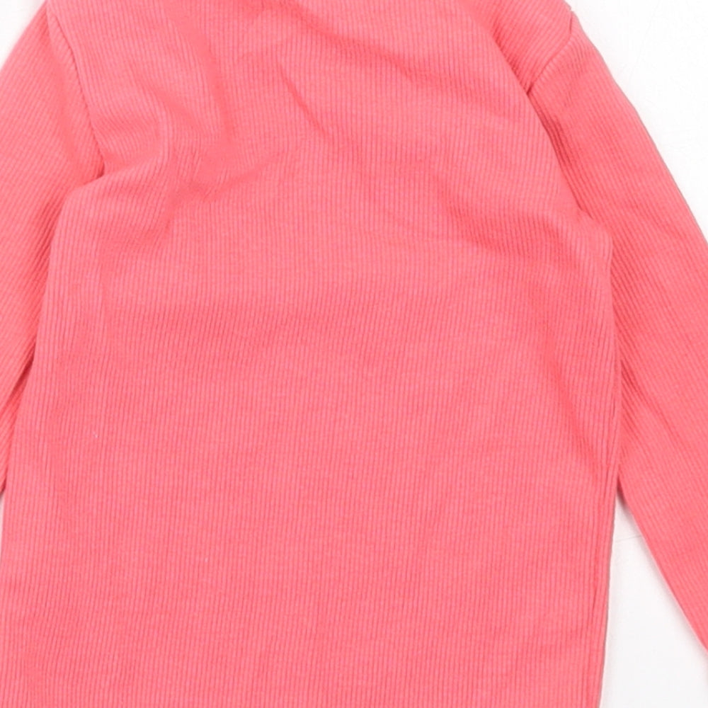 F&F Girls Pink Cotton Basic Casual Size 3-6 Months Crew Neck Pullover - Lettuce Edging