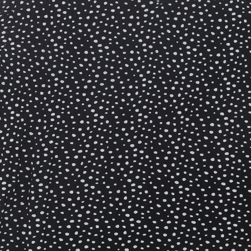 Stradivarius Womens Black Polka Dot Polyester Basic Blouse Size S Crew Neck