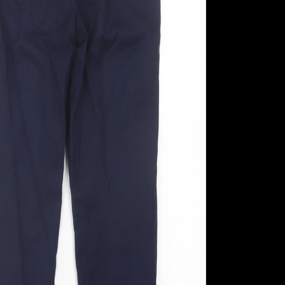 f7f Womens Blue Polyester Trousers Size 12 L25 in Regular Hook & Eye