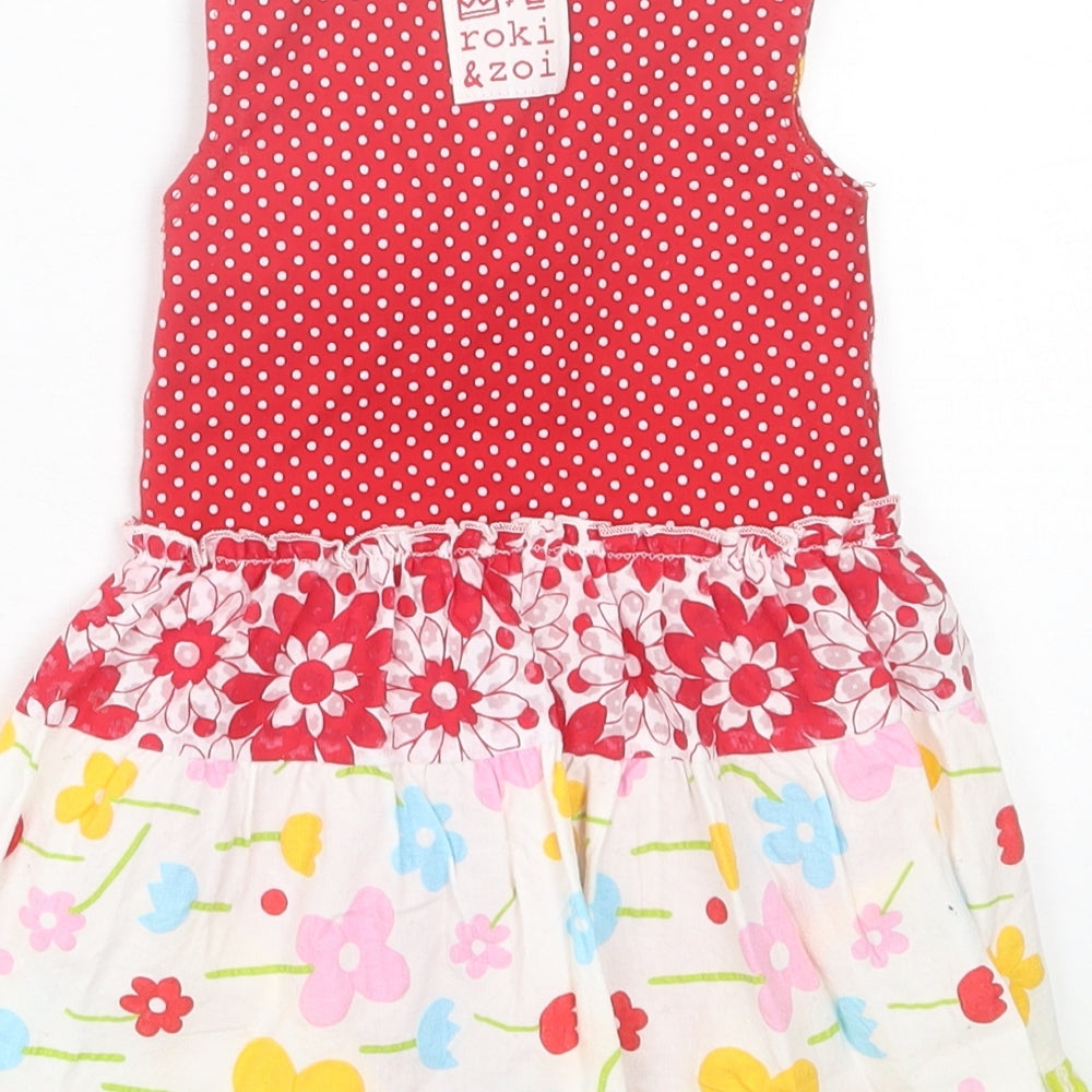 Preworn Girls Multicoloured Geometric Cotton A-Line Size 6-9 Months Crew Neck Pullover