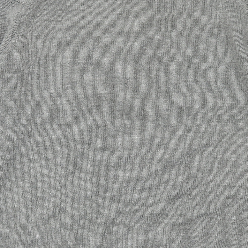 A&J Mens Grey High Neck Acrylic Pullover Jumper Size 2XL