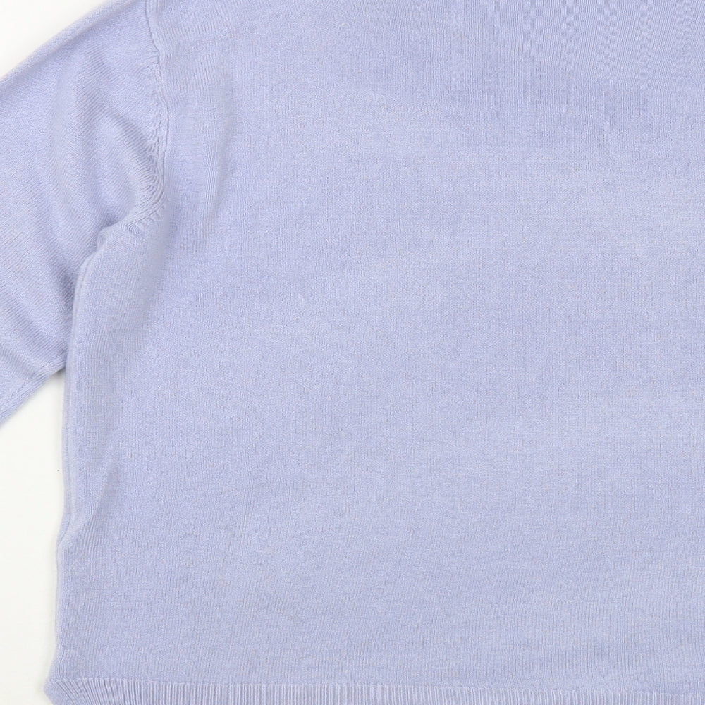 Marks & Spencer Womens Blue Boat Neck Acrylic Pullover Jumper Size 12
