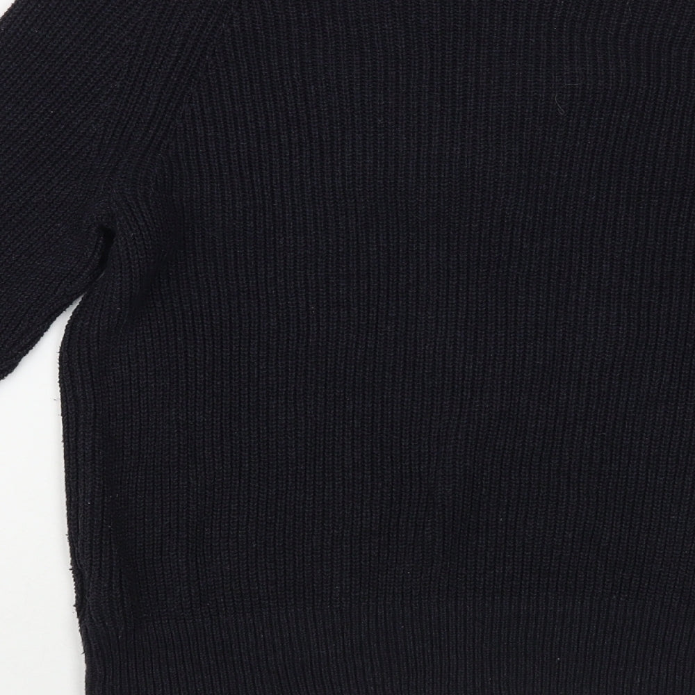 H&M Womens Blue V-Neck Cotton Pullover Jumper Size S