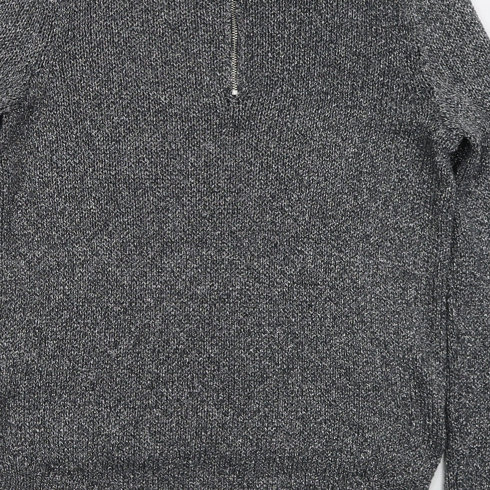 H&M Womens Grey Boat Neck Acrylic Pullover Jumper Size 10