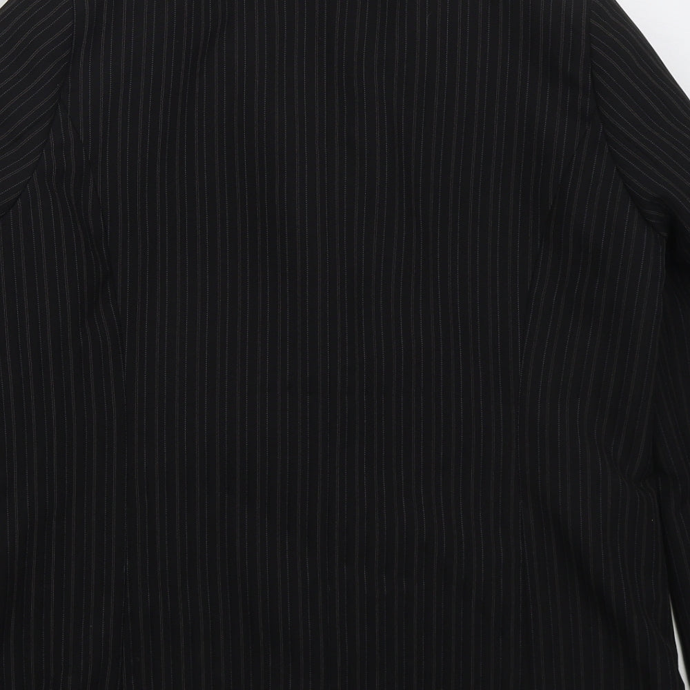 Glamorosa Womens Black Striped Polyester Jacket Suit Jacket Size 16
