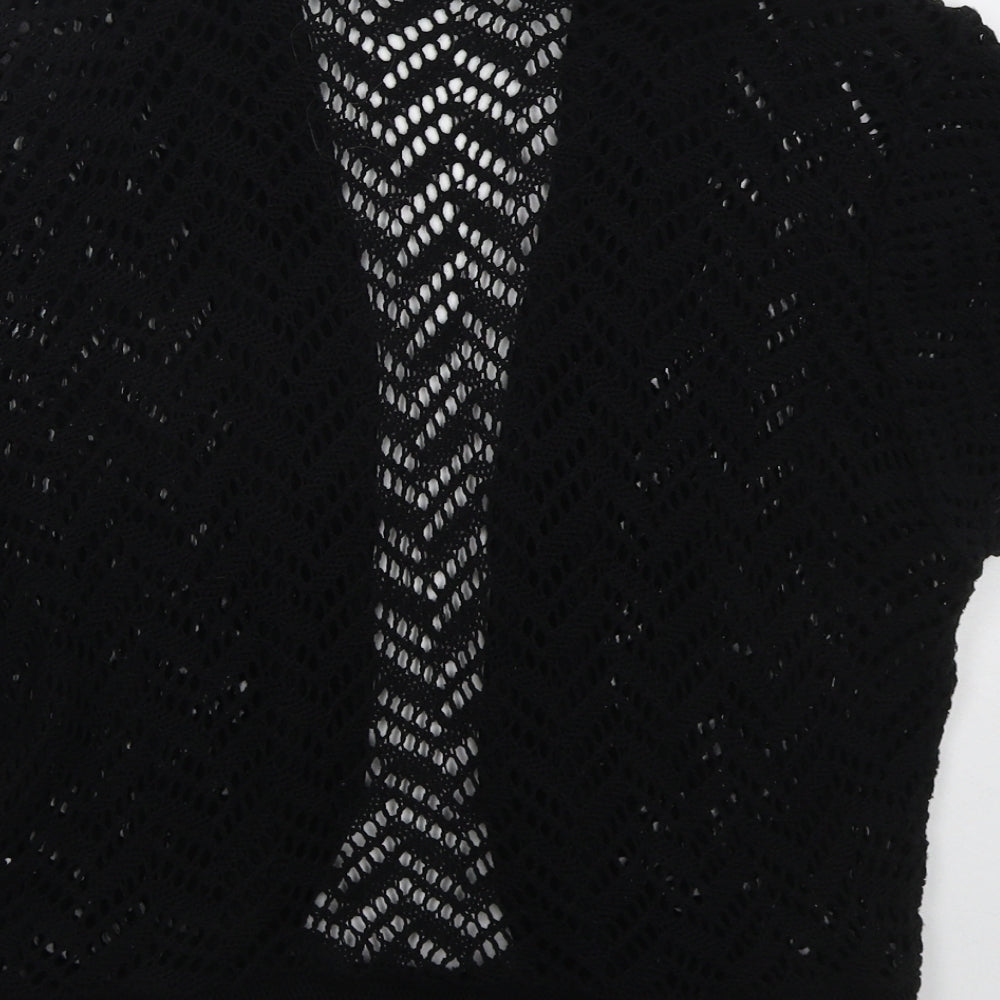 Yours Womens Black V-Neck Acrylic Cardigan Jumper Size M