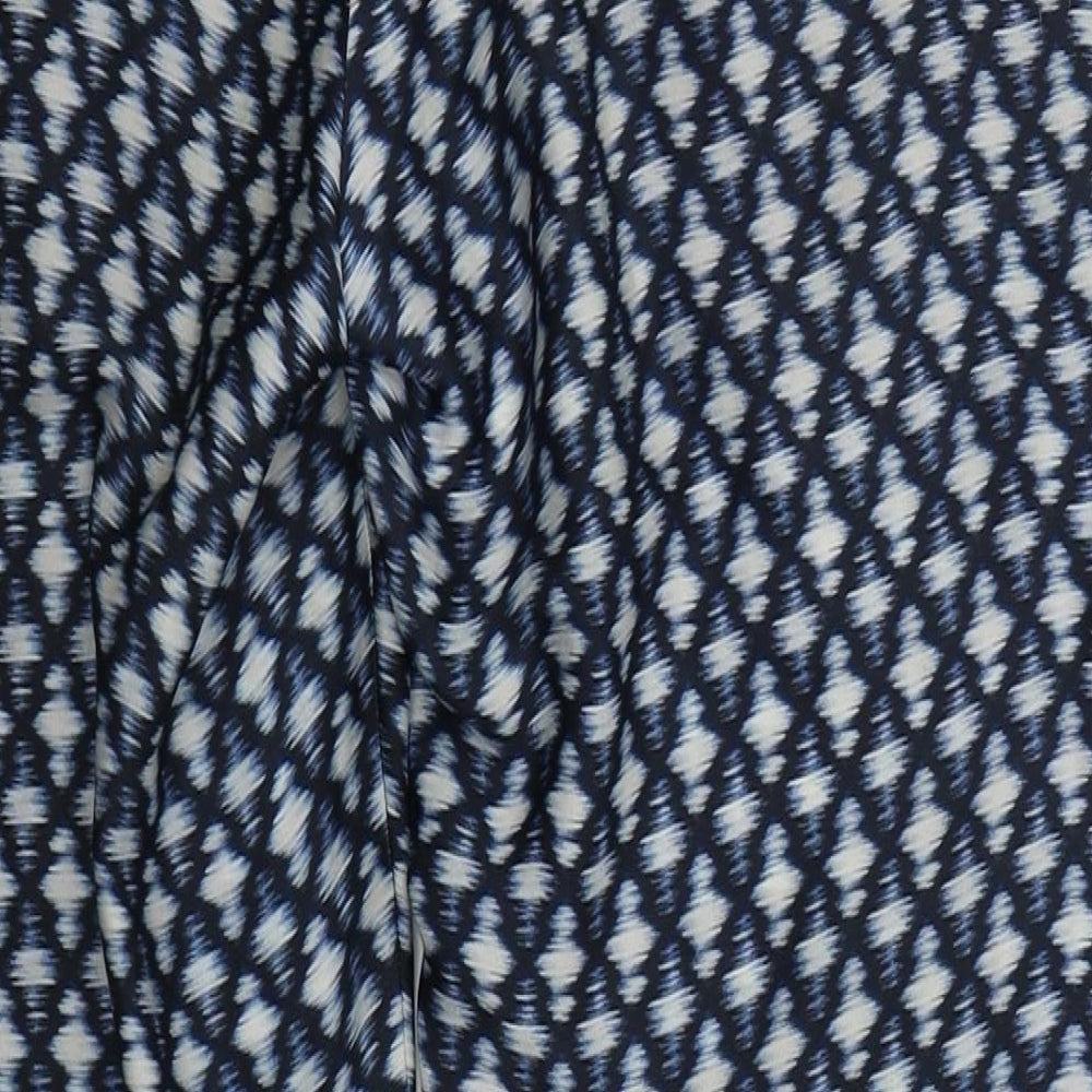 MNG Womens Blue Geometric Polyester Trousers Size 8 L26 in Regular