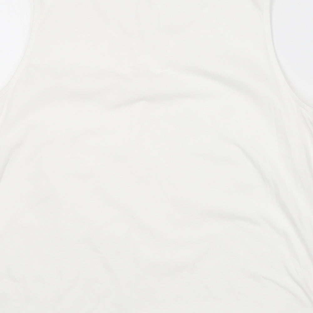 Preworn Womens White Cotton Basic Blouse Size 16 Round Neck