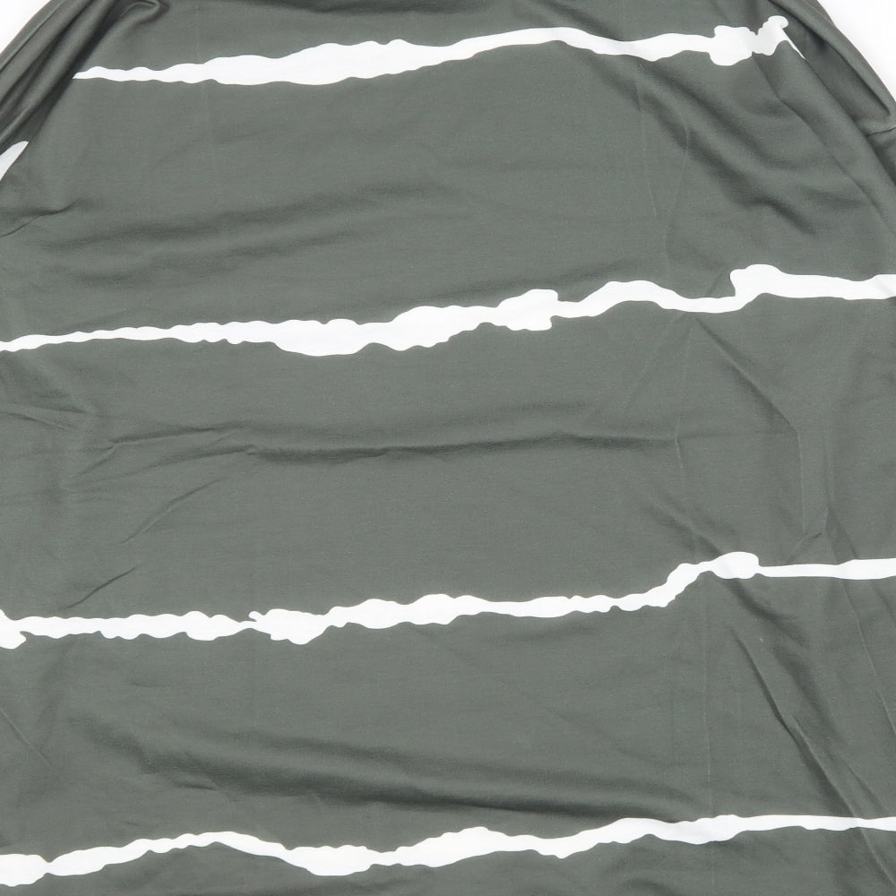Preworn Womens Green Round Neck Striped Cotton Pullover Jumper Size XL