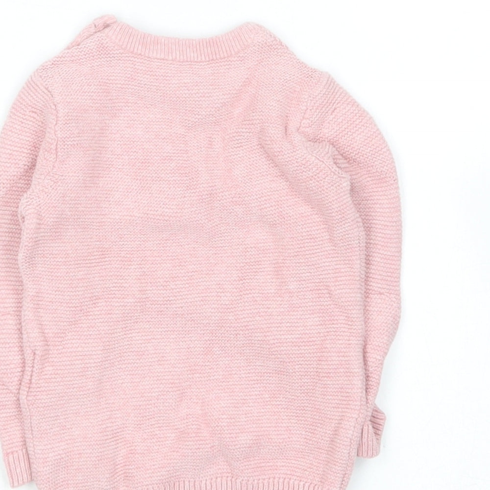 Marks and Spencer Girls Pink Cotton Pullover Jumper Size 3-6 Months - Love heart