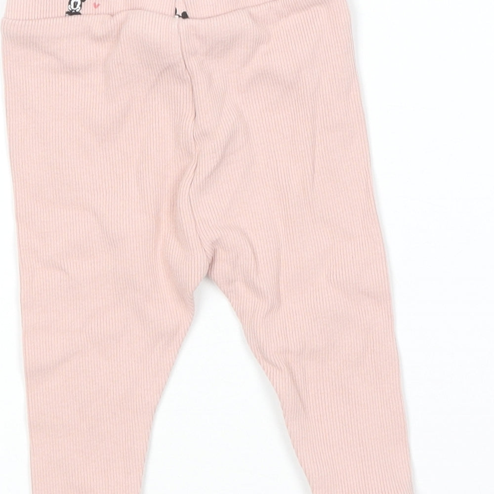 Zara Girls Pink Cotton Jogger Leggings Size 3-6 Months - Mickey Mouse