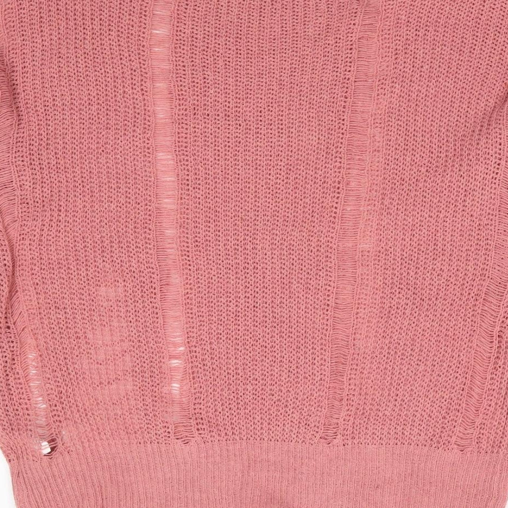 SheIn Womens Pink Round Neck Polyester Pullover Jumper Size S