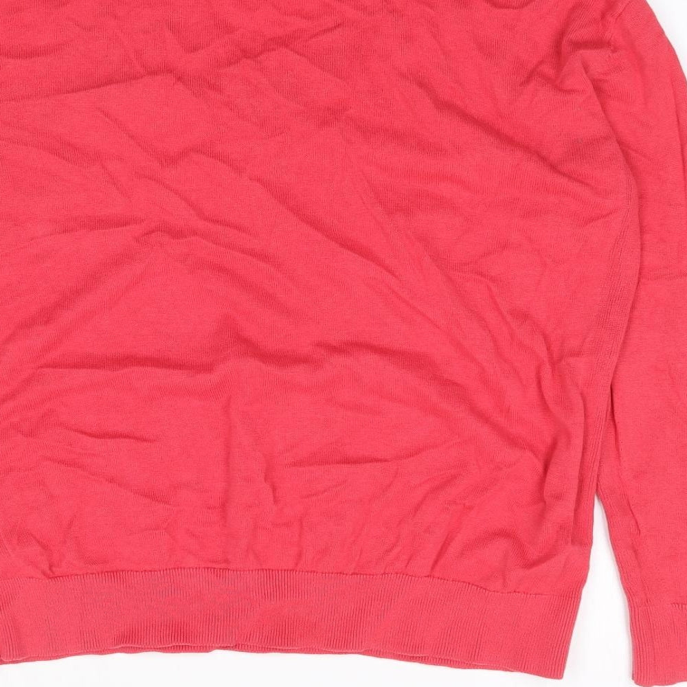Mrks and Spencer Womens Red V-Neck Cotton Pullover Jumper Size M
