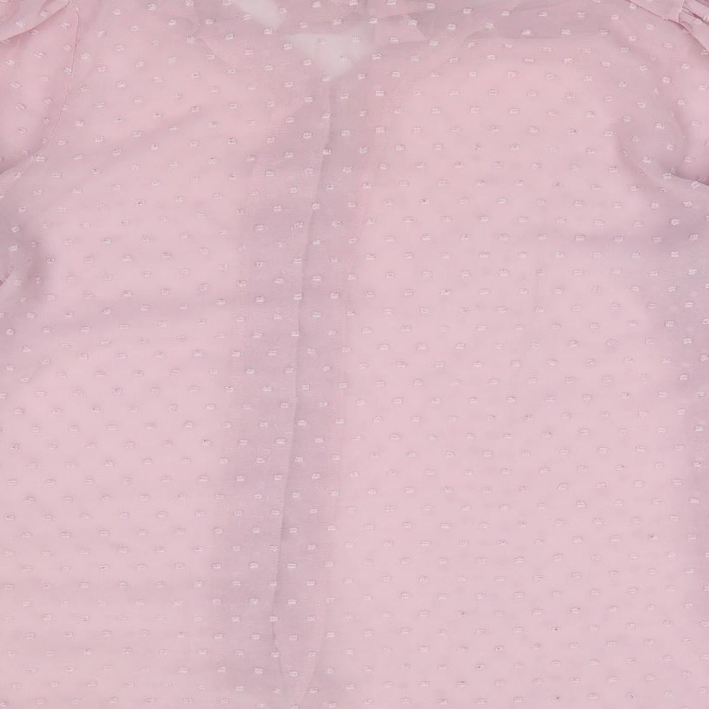 Preworn Womens Pink Polyester Jersey Button-Up Size M V-Neck