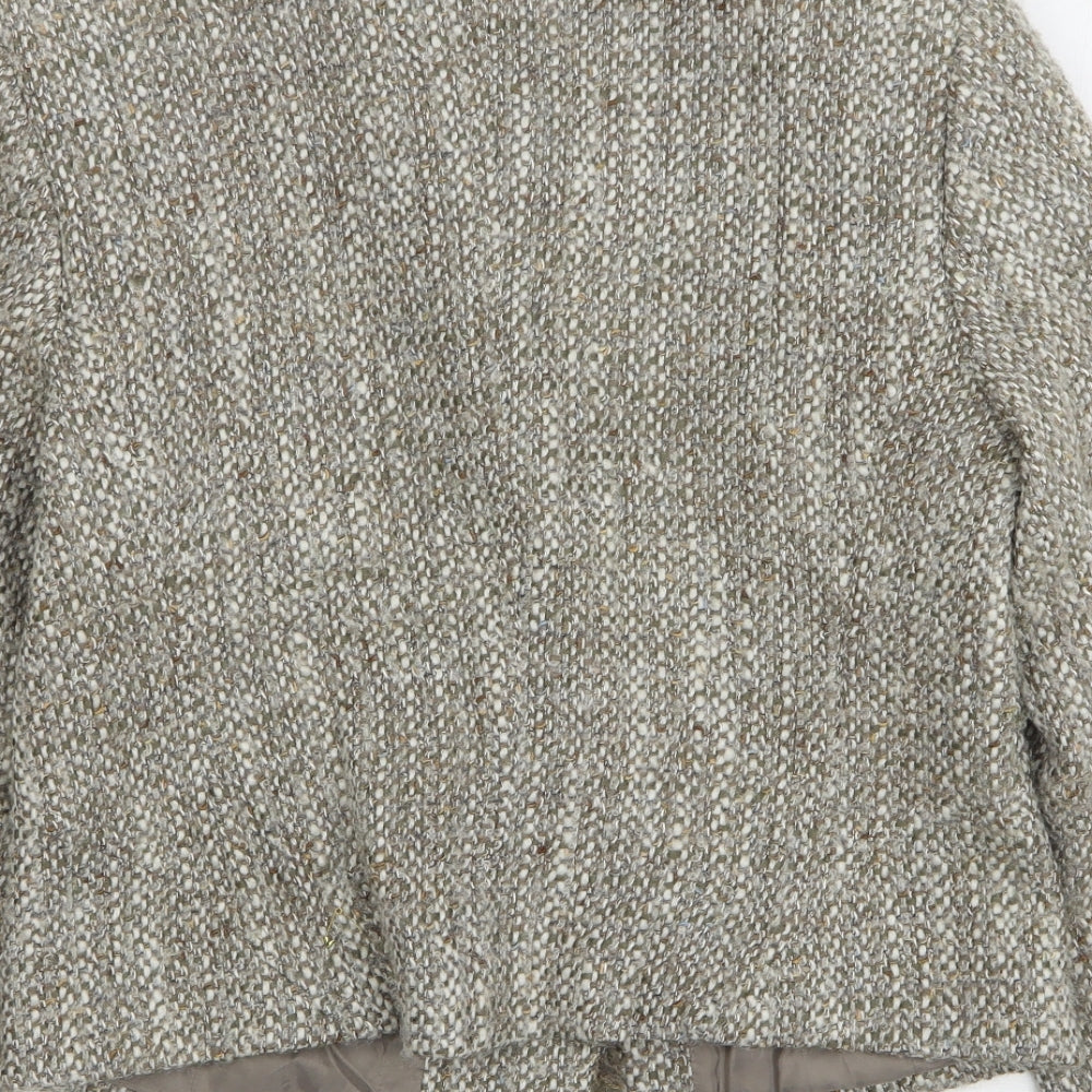 Hucke Womens Beige Jacket Coatigan Size 12 Button