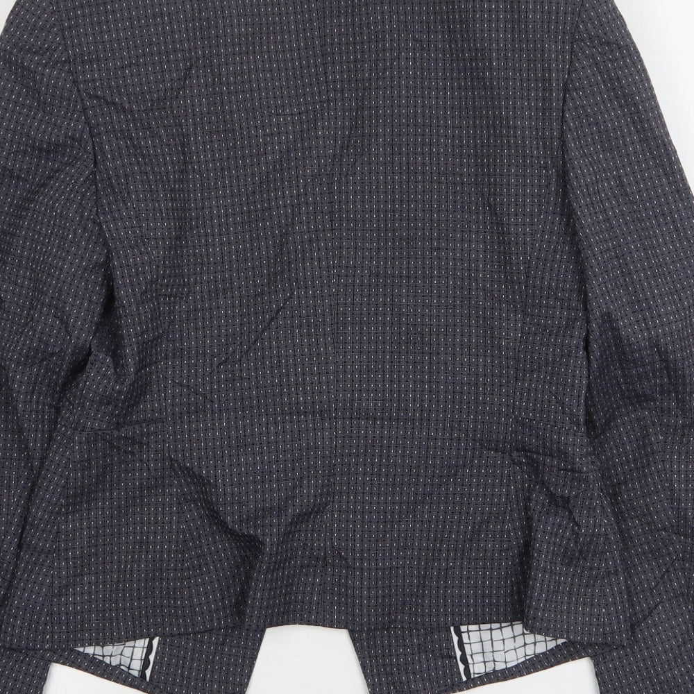 Marks and Spencer Womens Blue Geometric Polyester Jacket Blazer Size 8