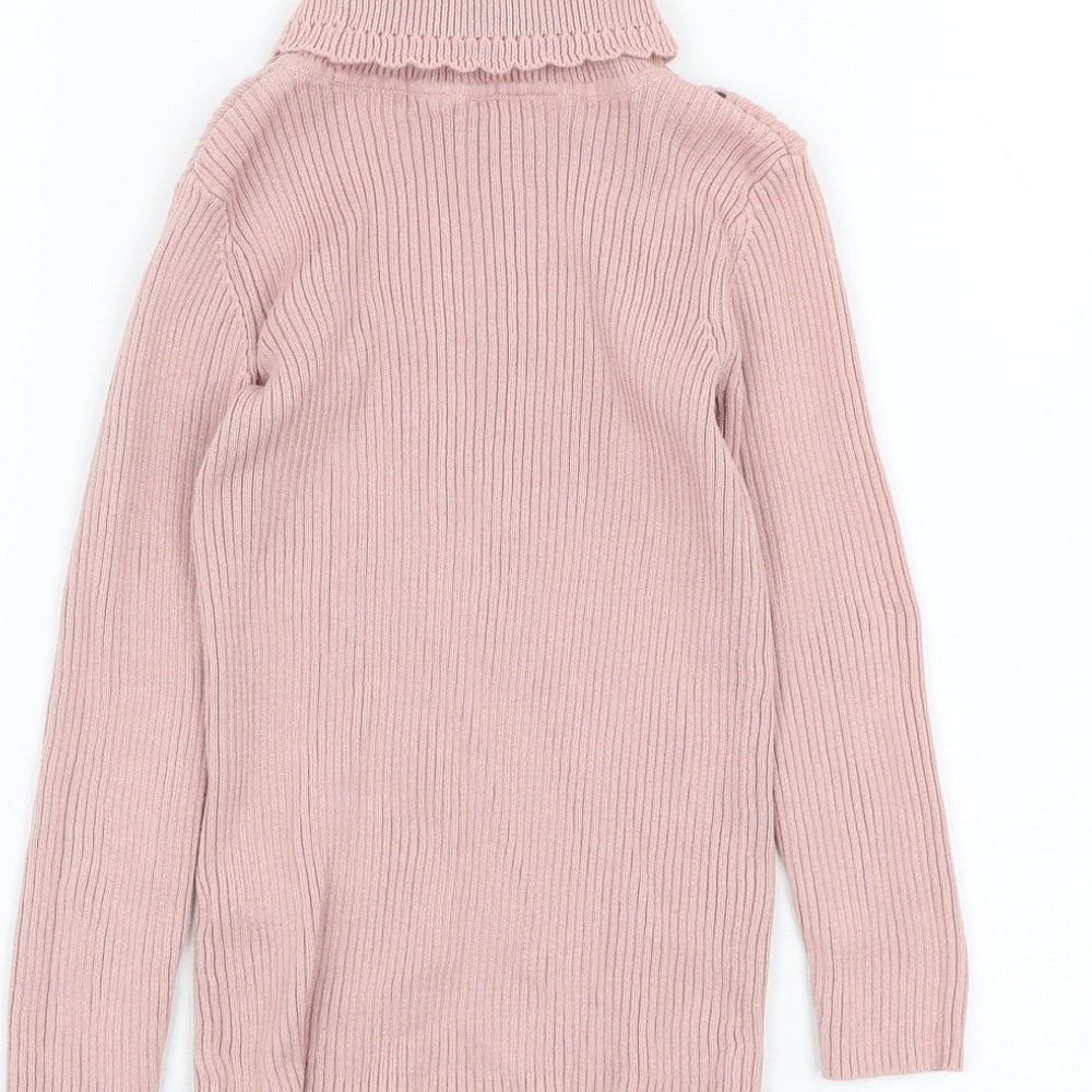 George Girls Pink Roll Neck Cotton Pullover Jumper Size 4-5 Years Pullover