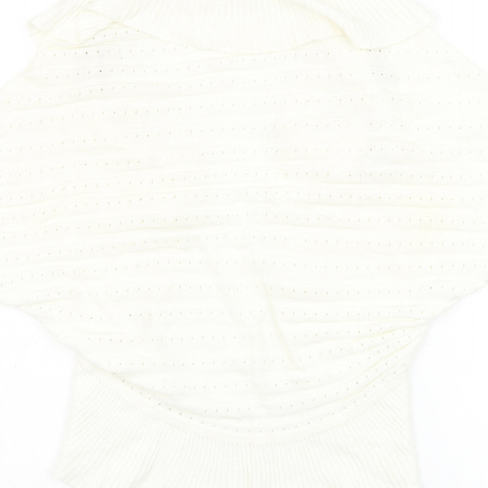 Soon Womens White Square Neck Cotton Cardigan Jumper Size 14