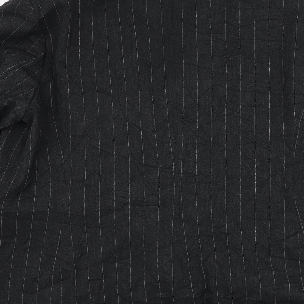 AMARANTO Womens Black Striped Jacket Blazer Size 16 Button