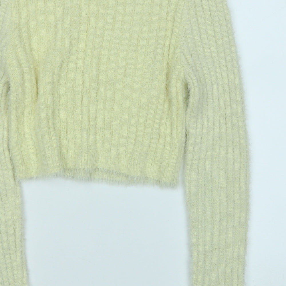 Topshop Womens Yellow Round Neck Polyimide Pullover Jumper Size L