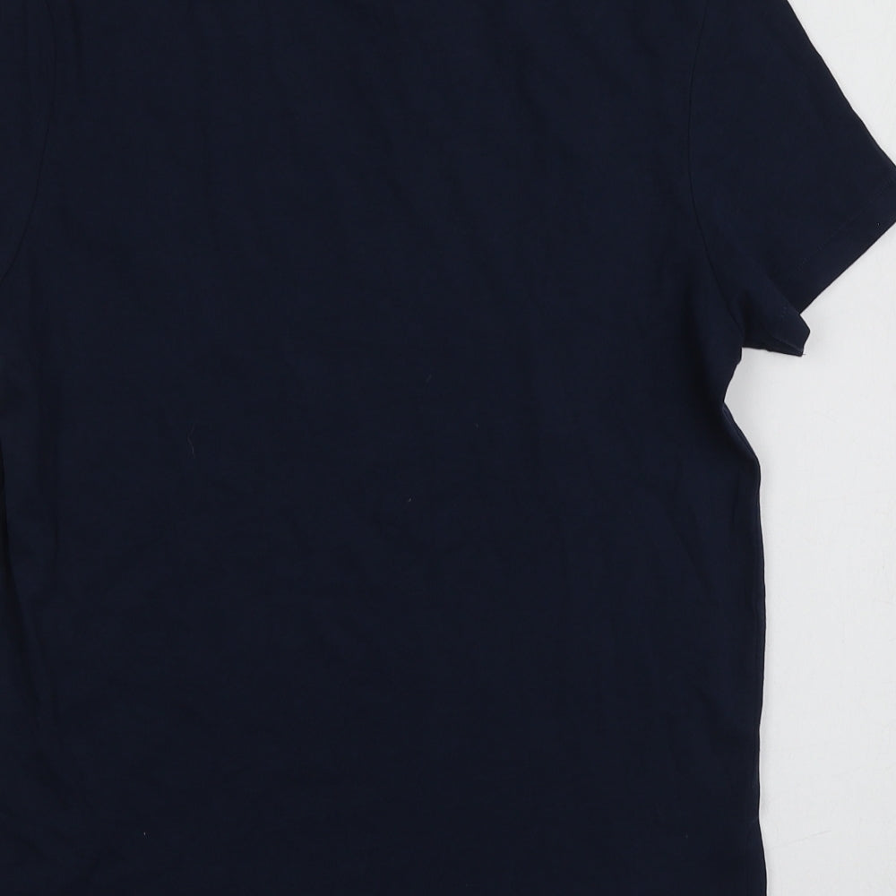 Jdy Womens Blue Geometric Cotton Basic T-Shirt Size S Round Neck