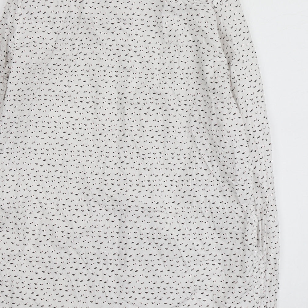Peter Werth Mens White Geometric Cotton Button-Up Size L Collared