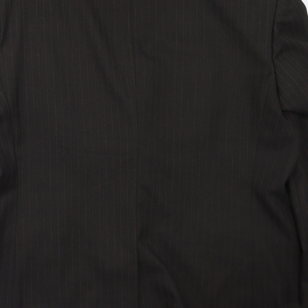 BHS Mens Brown Striped Polyester Jacket Suit Jacket Size 44