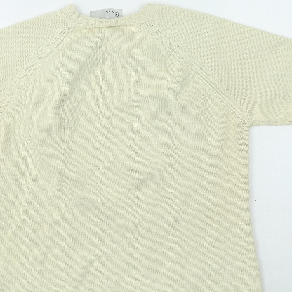 BHS Womens Beige Round Neck Cotton Pullover Jumper Size 12